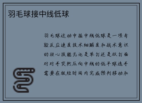 羽毛球接中线低球
